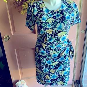 NWOT Vintage Leni Leni floral draped faux wrap dress